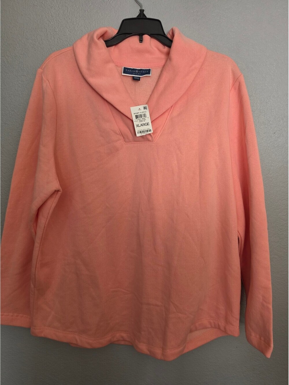 Karen Scott Sport Coral Fleece Pullover Hoodie XL